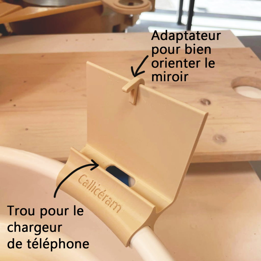 Support téléphone ou miroir pour splash pan